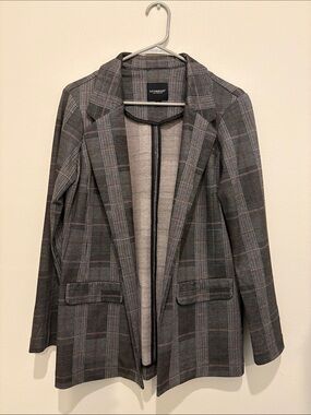 Liverpool Charcoal Plaid Open-Front Blazer